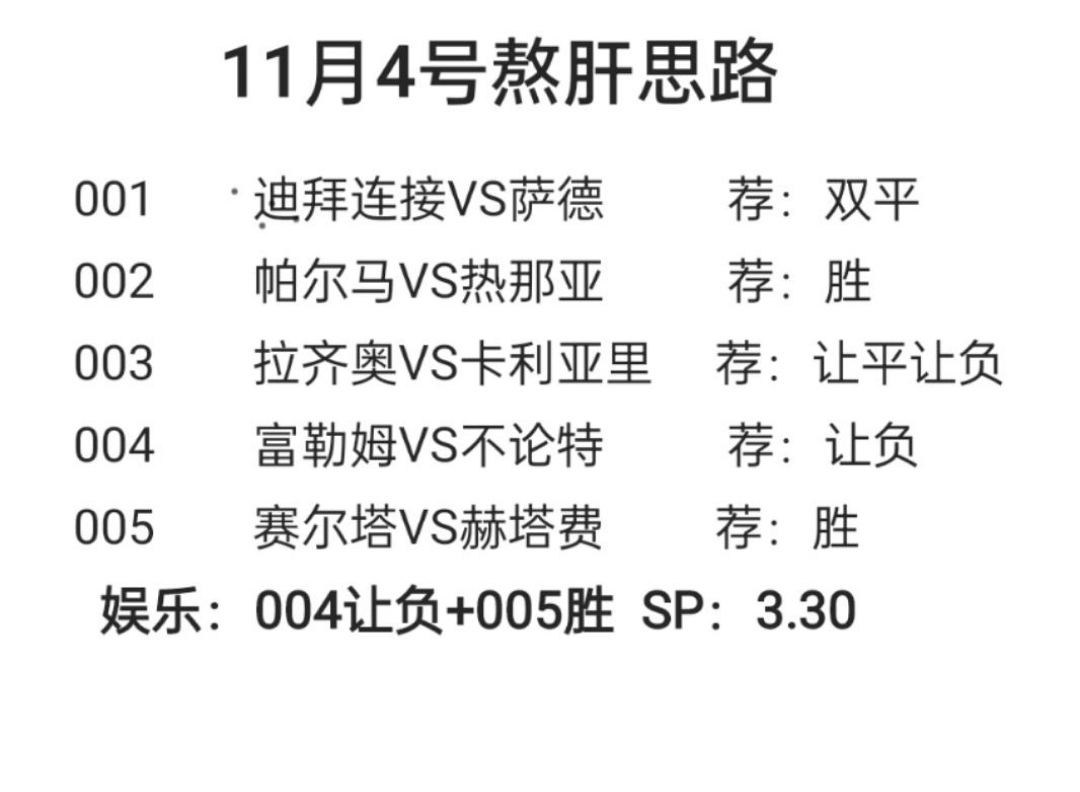 11月4号思路推荐